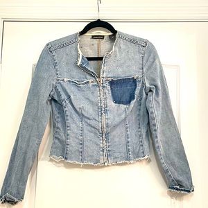 Y2K Express Jeans Distressed Denim Zip Jacket